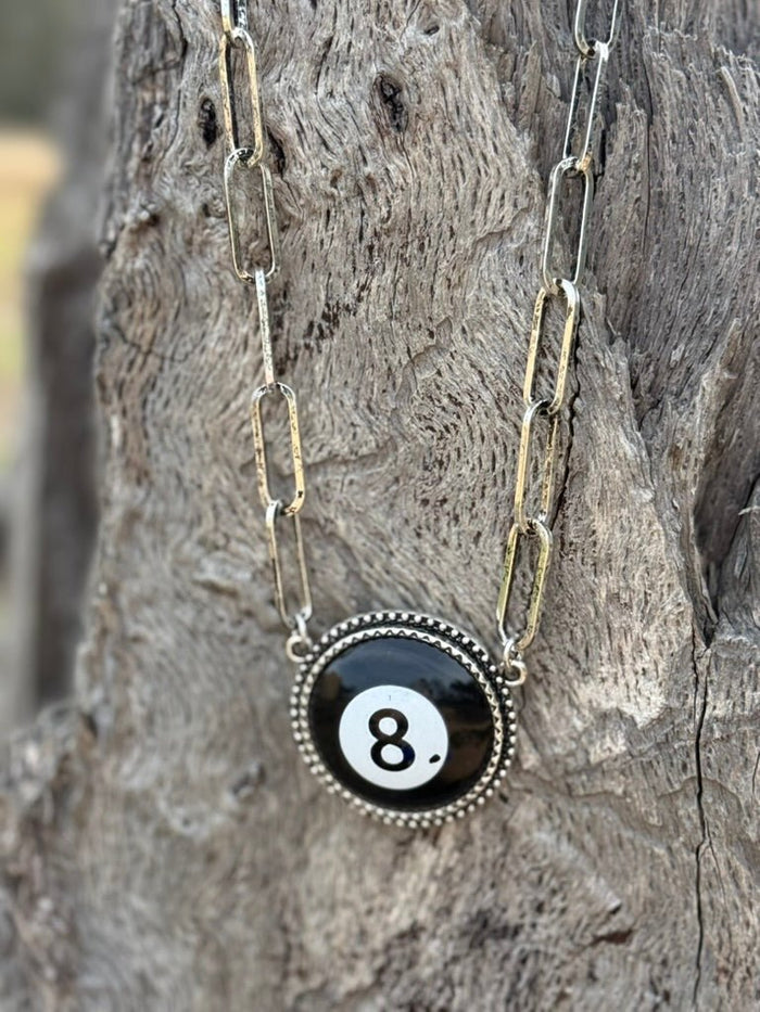 8 Ball Pendant Paperclip Chain Necklace