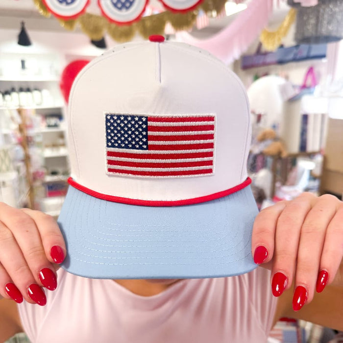Happy By Rachel, LLC Baby Blue American Flag Cap