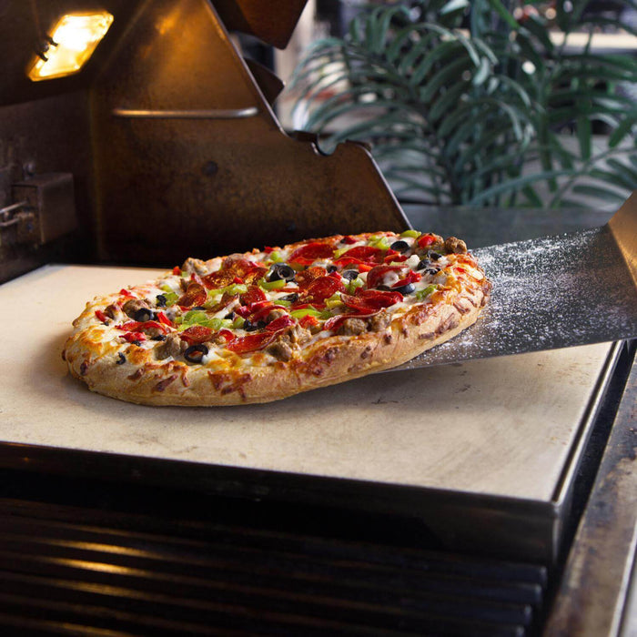 Blaze 14 3/4 Inch Ceramic Pizza Stone With Stainless Steel Tray - BLZ-PZST - Smoker Guru