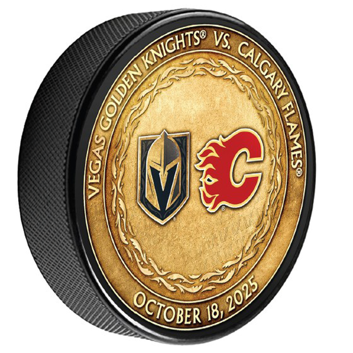 CGY vs. VGK Match-Up Puck 10/18/2025 - Vegas Team Store