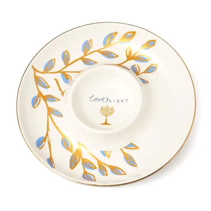Festive Hanukkah Serving Plate Love & Light Design