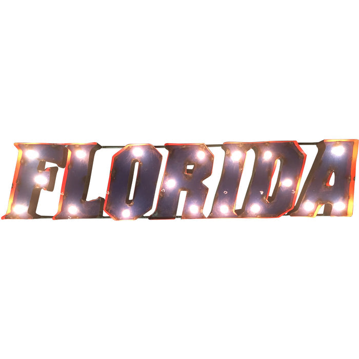 Florida Lighted Recycled Metal Wall Decor