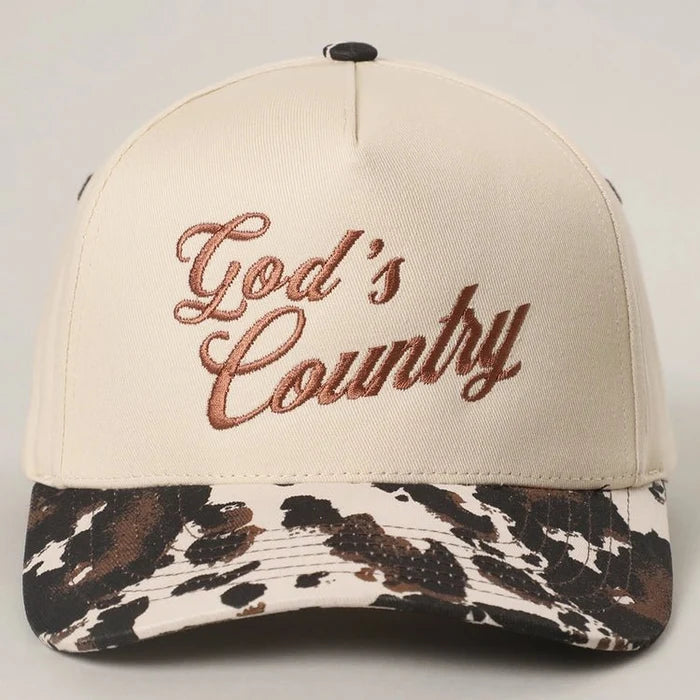 God's Country Cowprint Embroidered Trucker Hat