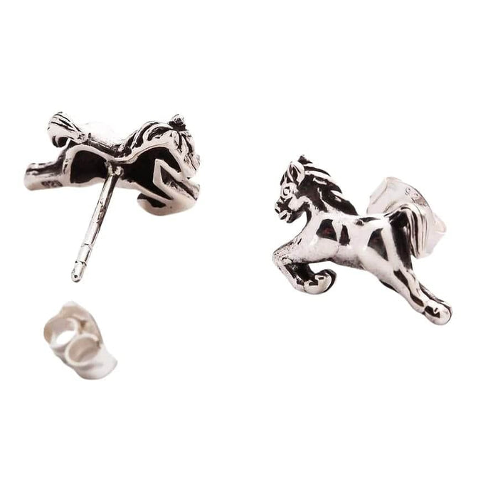 Sterling Silver Horse Earrings-Bikerringshop