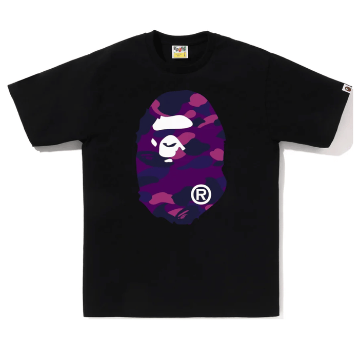 Koszulka BAPE Color Camo Big Ape Head Tee Black/Purple BAPE Koszulki