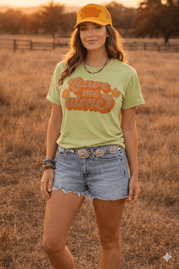 Leave Me Alone Retro Flower Graphic TeePistachioS