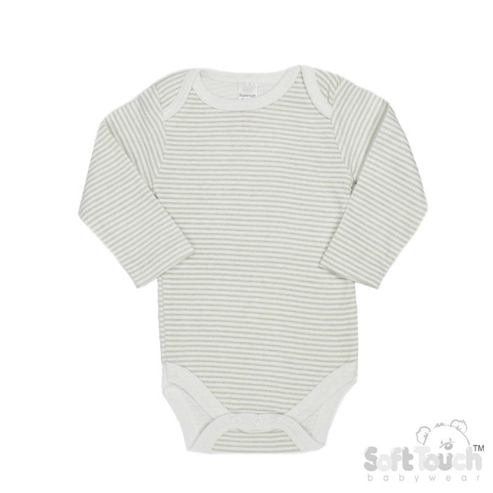 Long Sleeved Grey Striped Bodysuits (3-6 Months) (PK12) CC07-BS-3-6