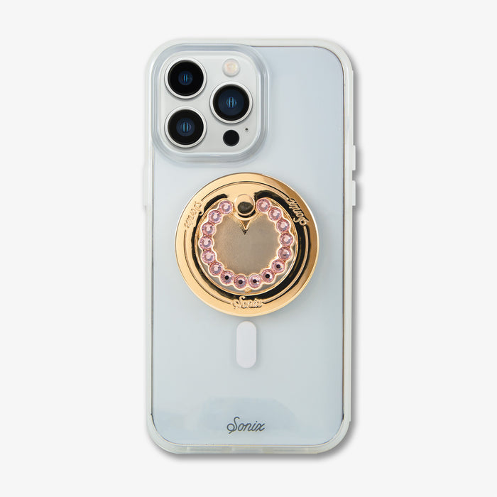 Gold Heart + Pink Rhinestone