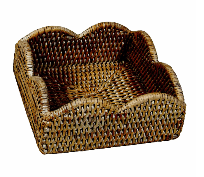 Caspari Party Rattan Scallop Napkin Holder, Luncheon
