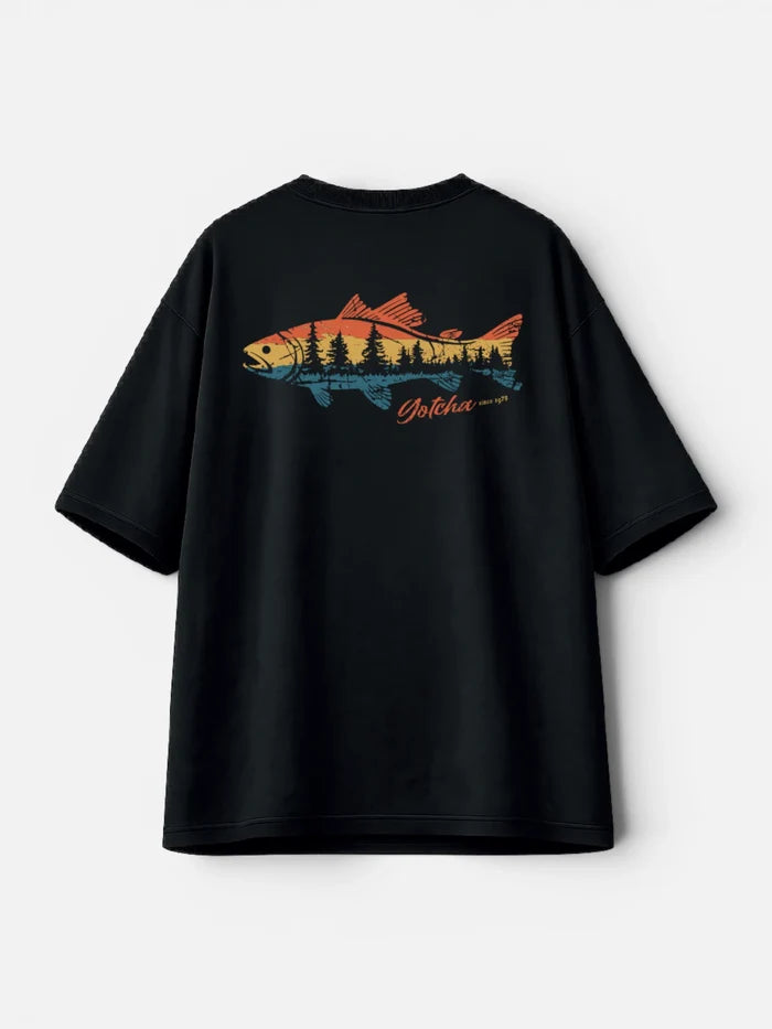 Remera Gotcha Big Fish Oversize Negro