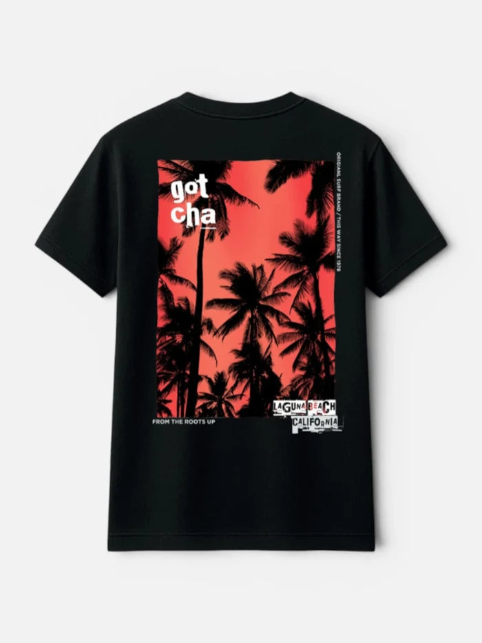 Remera Gotcha Palms On Fire Negro