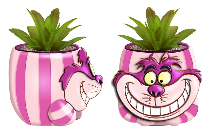 Silver Buffalo Alice in Wonderland Cheshire Cat Mini Ceramic Planter