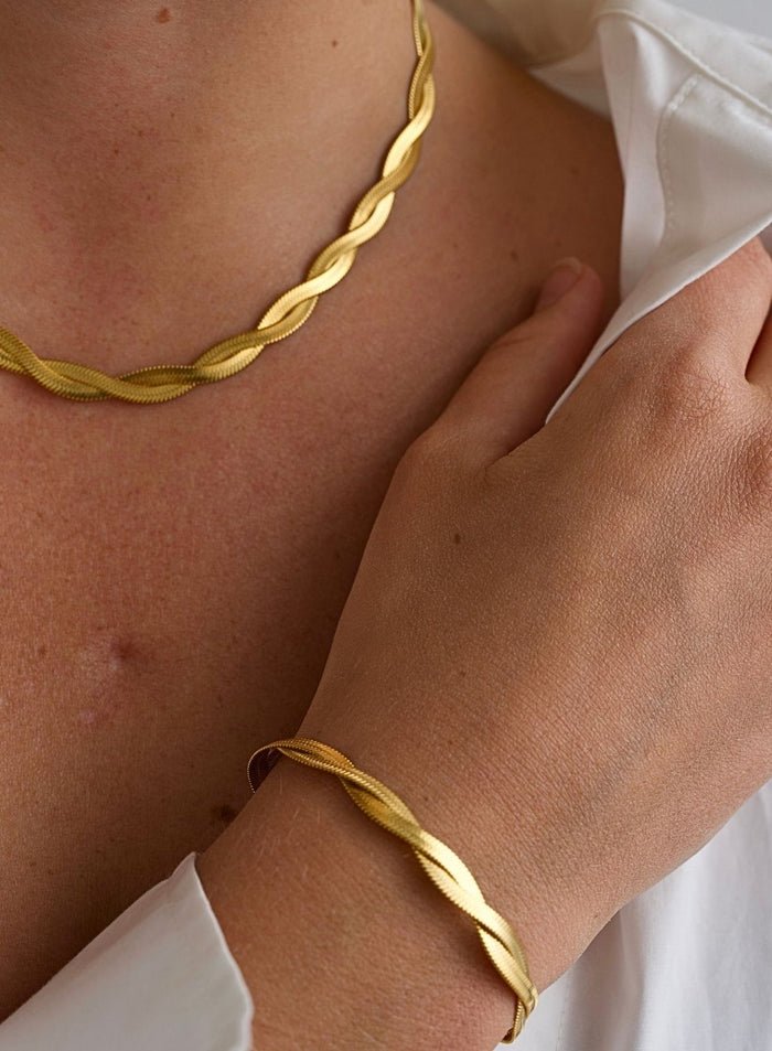Gold Waterproof Braid Necklace