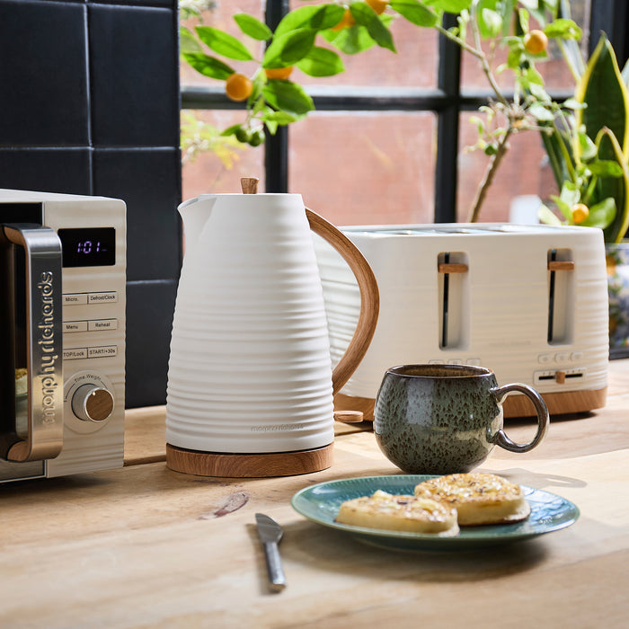 White China Clay Kettle and Toaster Set