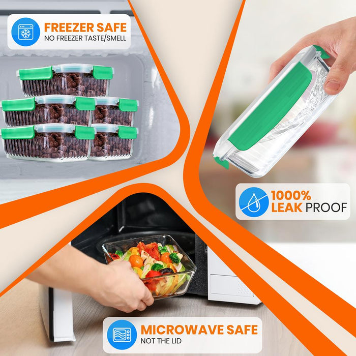 10-Piece Glass Food Storage Set - Leakproof Airtight Lids, Oven Safe