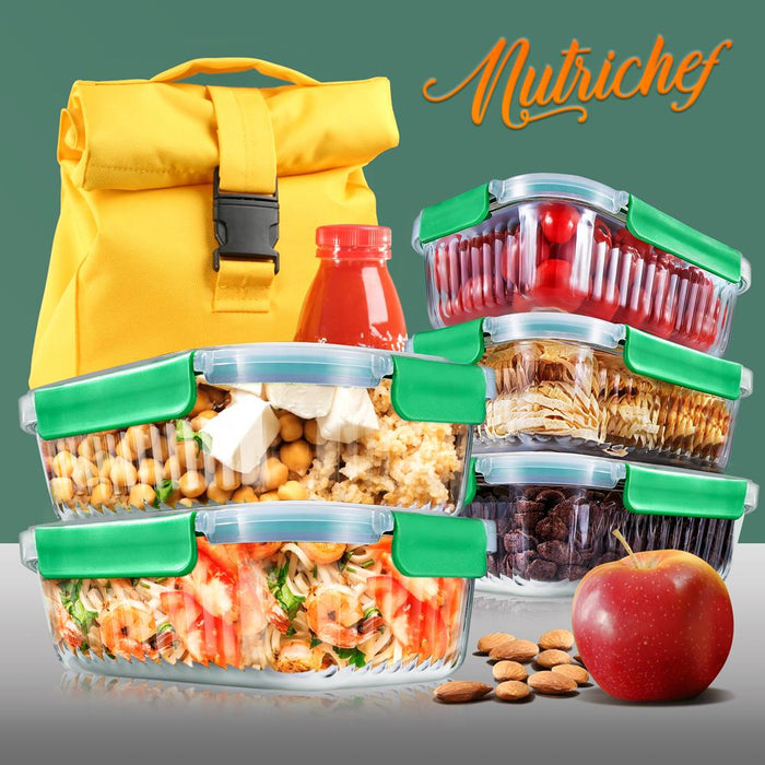 10-Piece Glass Food Storage Set - Leakproof Airtight Lids, Oven Safe