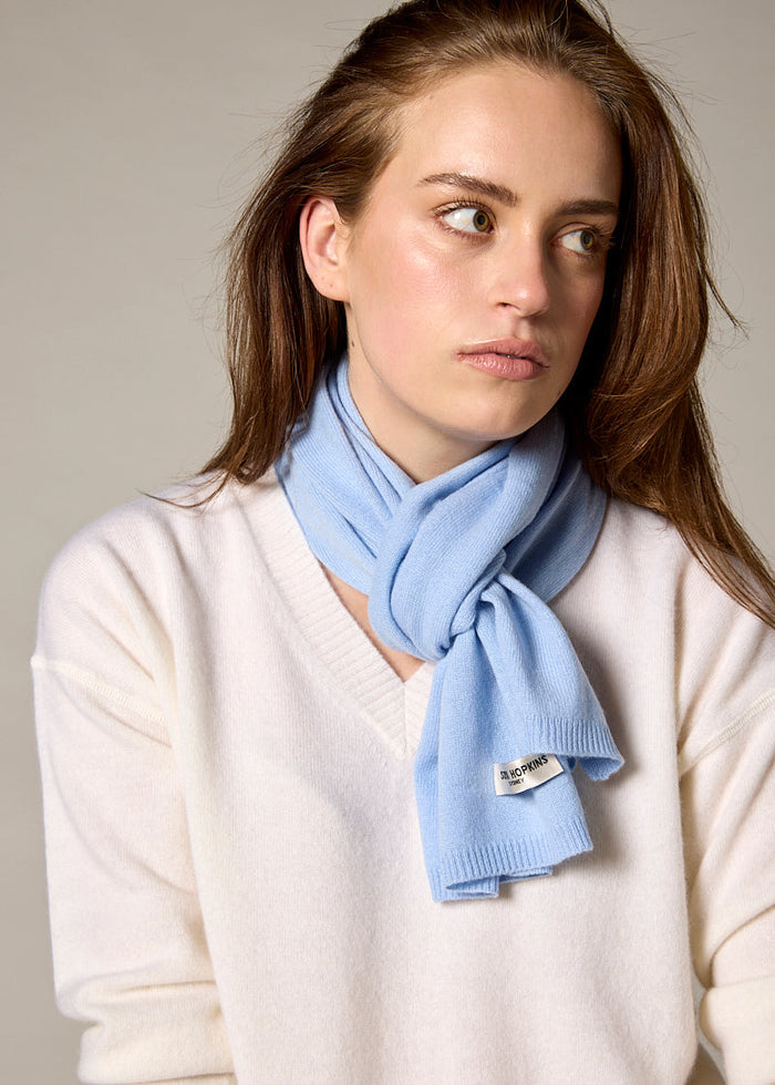 Sonya Hopkins 100% pure cashmere featherlight cashmere scarf in baby blue