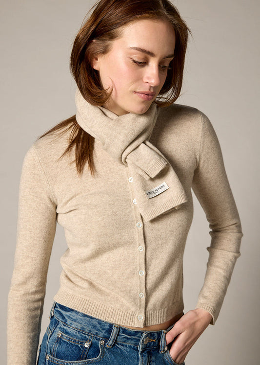 Sonya Hopkins 100% pure cashmere scarf in pale marle beige