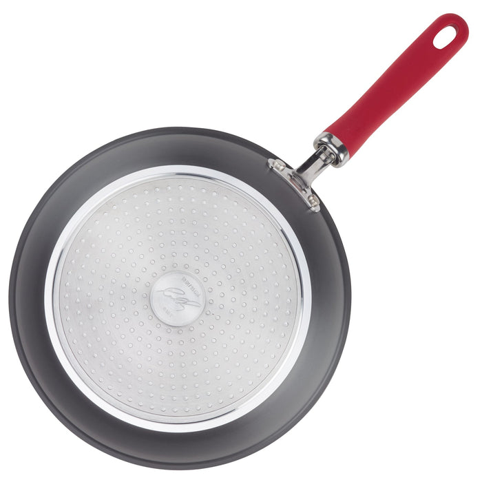Top view of 11-Piece Hard Anodized Nonstick Induction Cookware Set on white.
