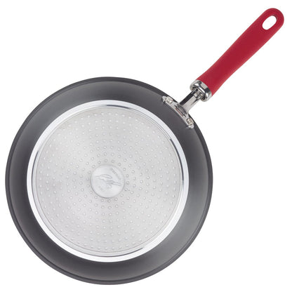 Top view of 11-Piece Hard Anodized Nonstick Induction Cookware Set on white.