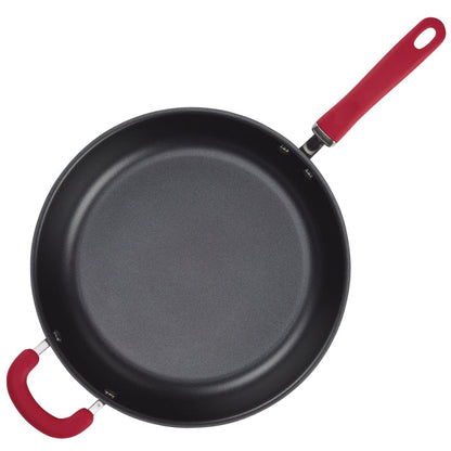 12.5" anodized nonstick induction deep frying pan with helper handle.