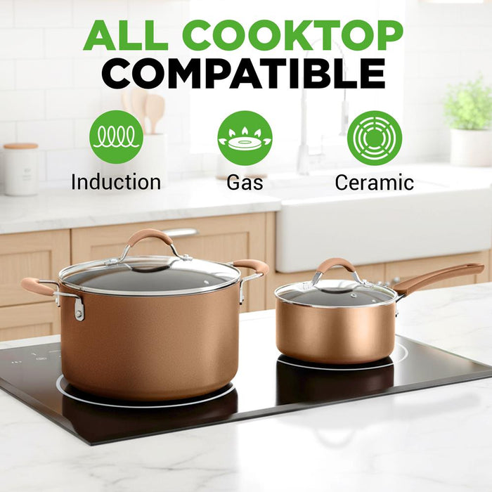 20-Piece Nonstick Cookware Set - Even Heat, PFOA/PFOS-Free, Tempered Glass