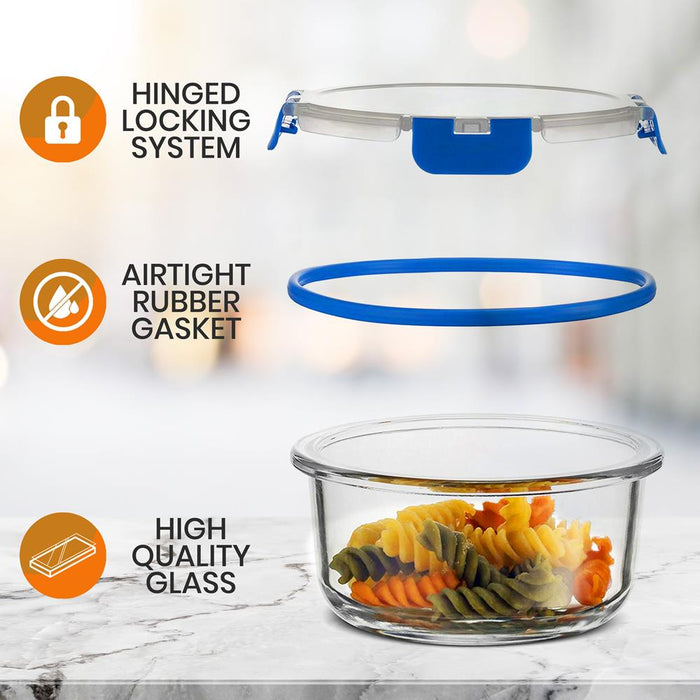24-Piece Glass Food Storage Set, Airtight Leak-Proof, Blue