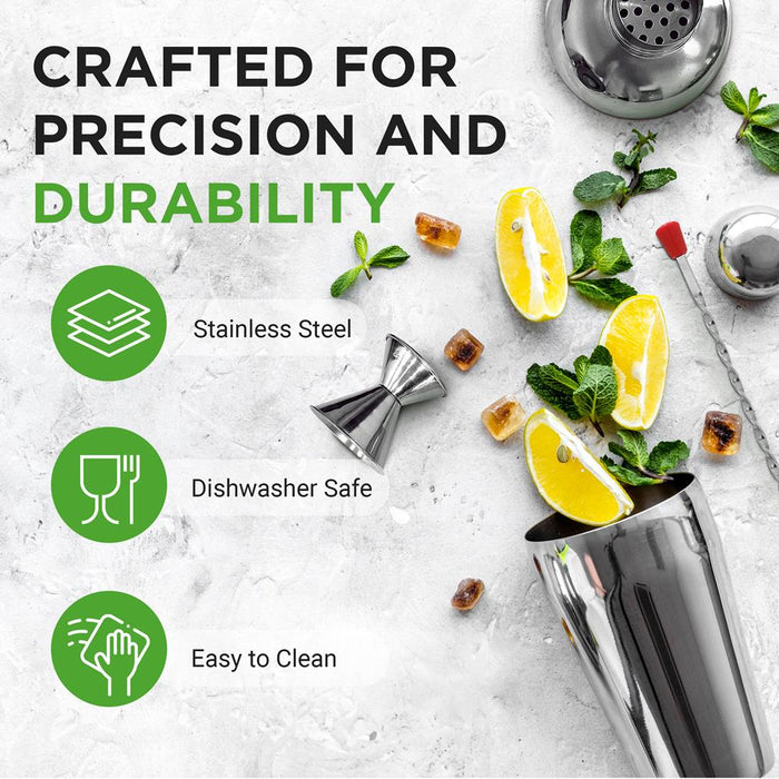 3-Piece Bartender Set, Professional Mixology, Stainless Steel, Silver