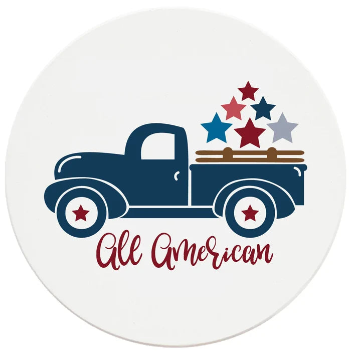 4 Inch Round Ceramic All American, 2 Sets of 4, 8 Pieces - Christmas by Krebs Wholesale