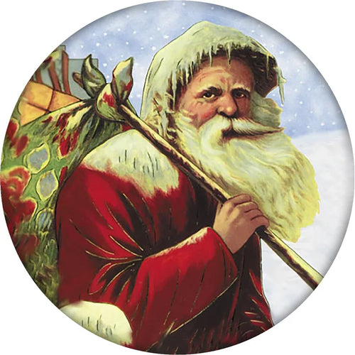 4 Inch Round Ceramic Coaster Set, Historic Santa in Snowstorm, 2 Sets of 4, 8 Pieces - Christmas by Krebs Wholesale