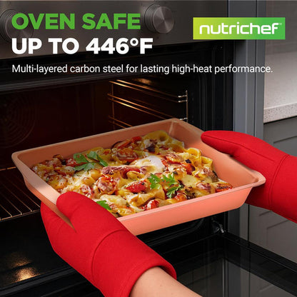 5-Piece Non-Stick Baking Pan Set, Stackable Carbon Steel, Easy Clean
