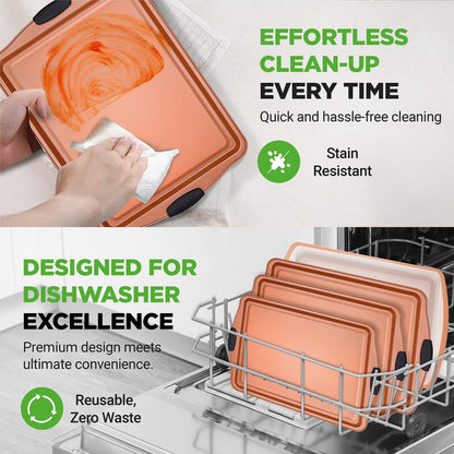 5-Piece Non-Stick Baking Pan Set, Stackable Carbon Steel, Easy Clean