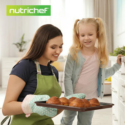 8-Piece Nonstick Bakeware Set - Space-Saving Carbon Steel, Brown