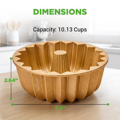 9" Cake Pan - Uniform Baking, Nonstick Cast Aluminum, Gold