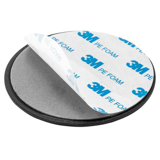 The 90mm Adhesive Dash Mounting Disk for 80mm Suction Mounts features a round foam pad with a partially peeled backing, revealing the 3M PE FOAM branding—ideal for use as a dash mount disc or adhesive mounting surface.