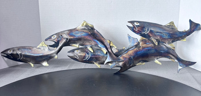 Metal Fish Wall Sculpture; Signed