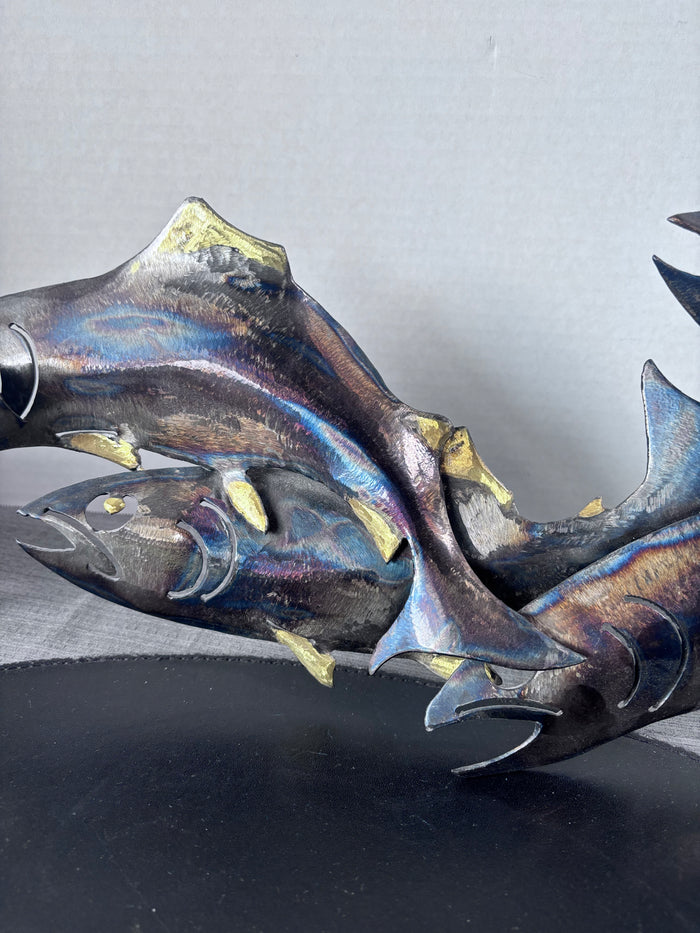 Metal Fish Wall Sculpture; Signed