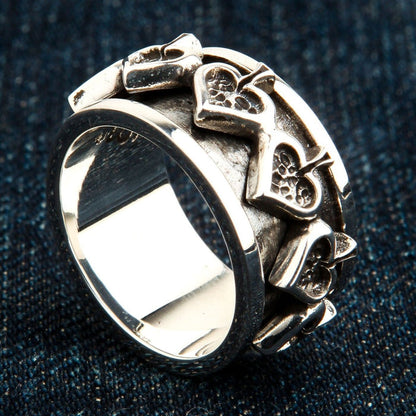 Interior view of ace of spades spinner ring displaying 925 sterling silver authenticity hallmark