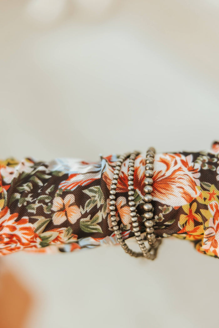 Adjustable Silver Beaded Bracelet Set