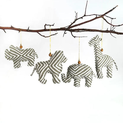 African Batik Safari Animal Christmas Ornaments – Set of 4