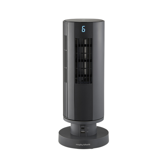 Air Flex 14" Personal Cooling Tower Fan with Built-In Device Charger - Grey