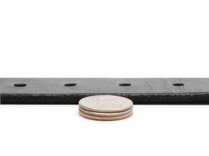 AJ's Gun Belt. Belt width is 1 ½ inches (38mm). Here strap is shown as three US quarters coins thick (¼").