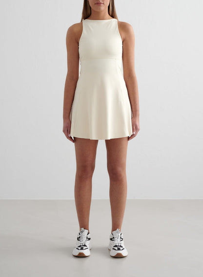 Almond White Sense High Neck Dress