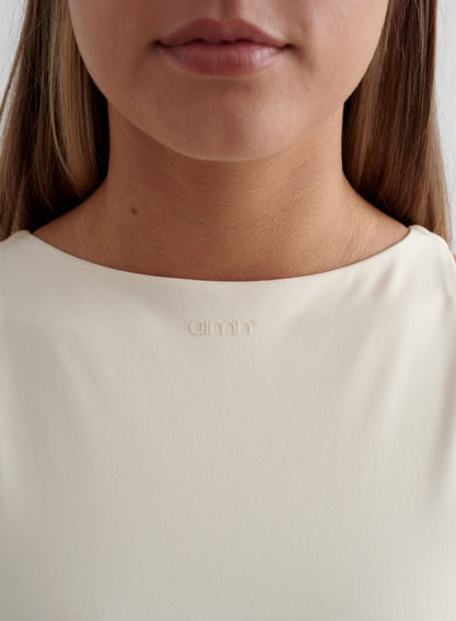 Almond White Sense High Neck Dress