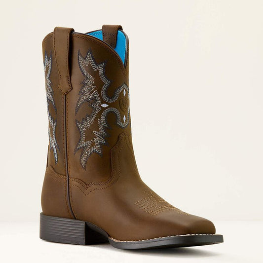 Ariat Kid's Tombstone Western Boot in Distressed Brown