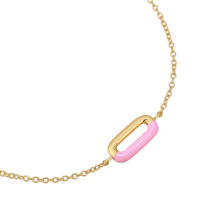 Armband gold mit Anhänger Emaille rosa