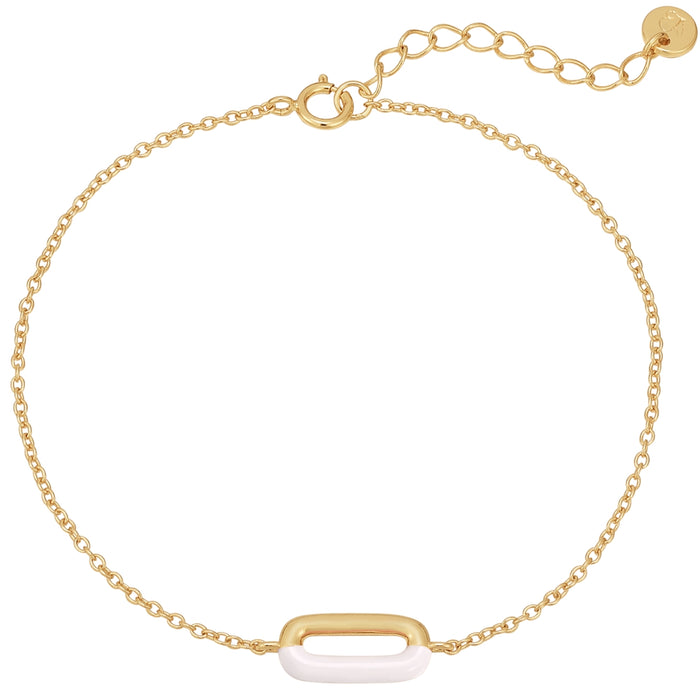 Armband Sterling Silber gold Emaille-Anhänger weiß