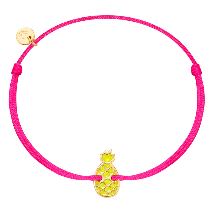 Armband Textil pink Ananas Emaille gelb