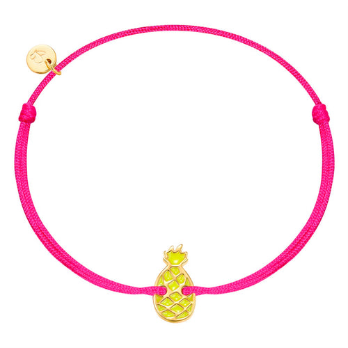 Armband Textil pink Ananas Emaille gelb