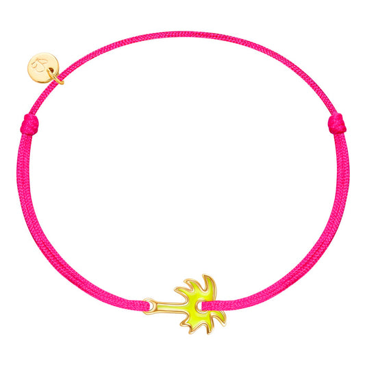 Armband Textil pink Palme Emaille gelb